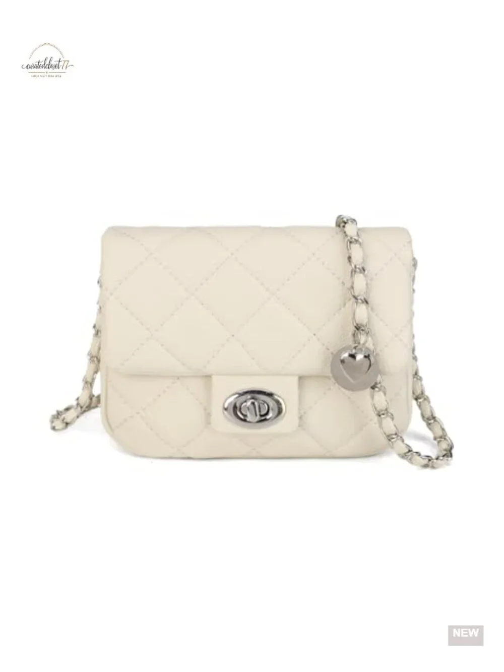 Quilted Vegan Leather Crossbody Bag with Chain Strap, Mini Satchel Handbag for